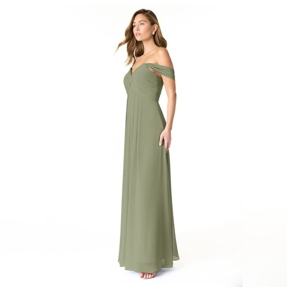 Azazie Kaitlynn Matcha Empire Ruched Chiffon Convertible Dress, Pistachio A8 - Picture 6 of 11